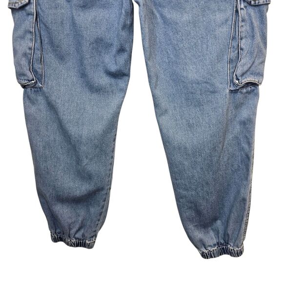 Forever 21 Distressed Cargo Jeans Women’s 27 Medium Wash High Rise Jogger Pants - Picture 12 of 16